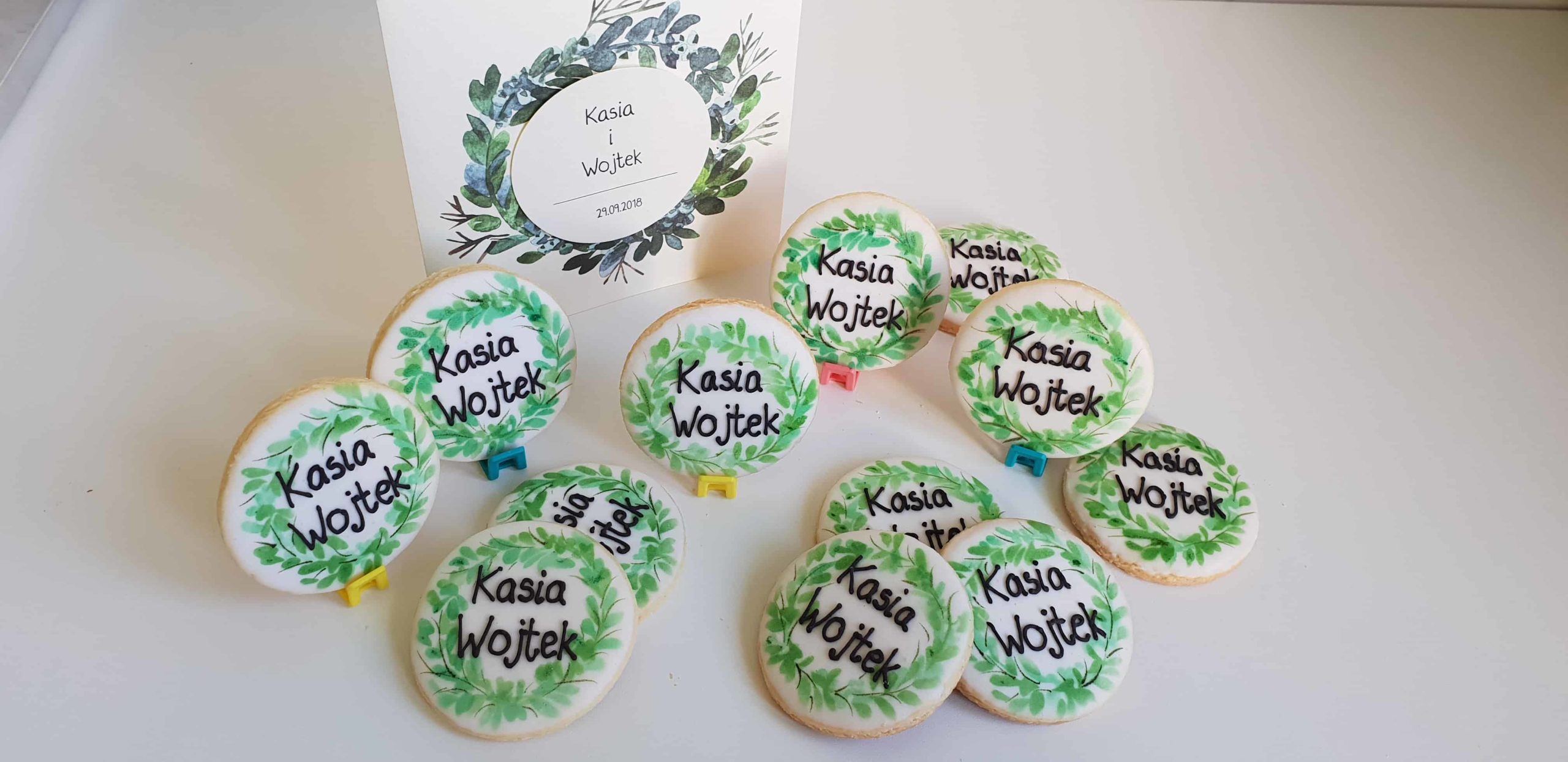 podziękowania ślubne, Lukrowane ciasteczka ślubne, podziękowania dla gości, ciastka z inicjałami - Basia sweets