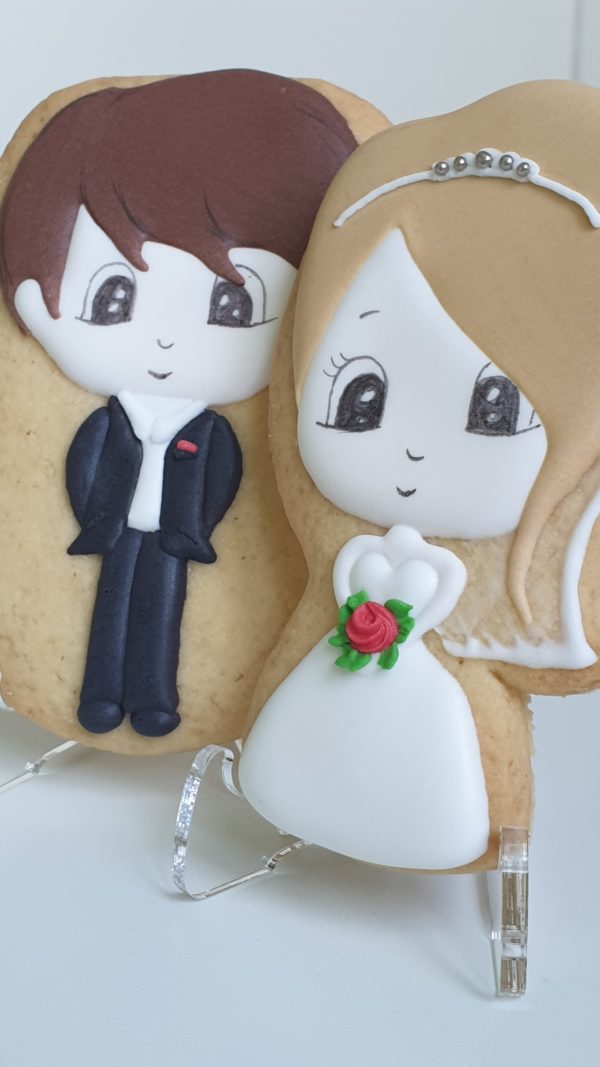 Ciasteczka ślubne Pan Młody Pani Młoda, podziękowania dla gości na ślub, podziękowania na ślub, lukrowane ciasteczka - Basia sweets