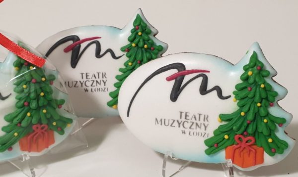 logo z choinką, pierniki reklamowe, ręcznie dekorowane pierniki bożonarodzeniowe, lukrowane pierniczki, świąteczne pierniki, pierniki ozdobne, pierniczki personalizowane - basia sweets